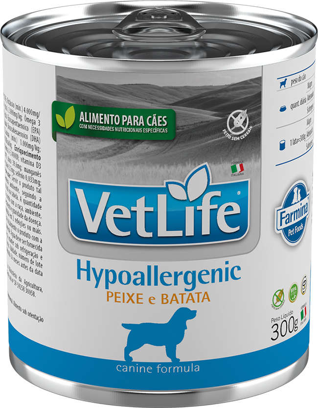 Ração Úmida Farmina Vet Life Hypoallergenic Peixe e Batata para Cães - 300 g