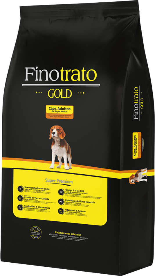 Ração Seca Finotrato Gold Super Premium para Cães Adultos Raças Médias - 15Kg