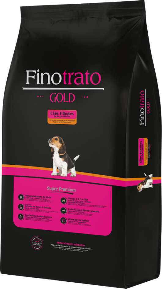 Ração Seca Finotrato Gold Super Premium para Cães Filhotes Raças Médias - 20Kg