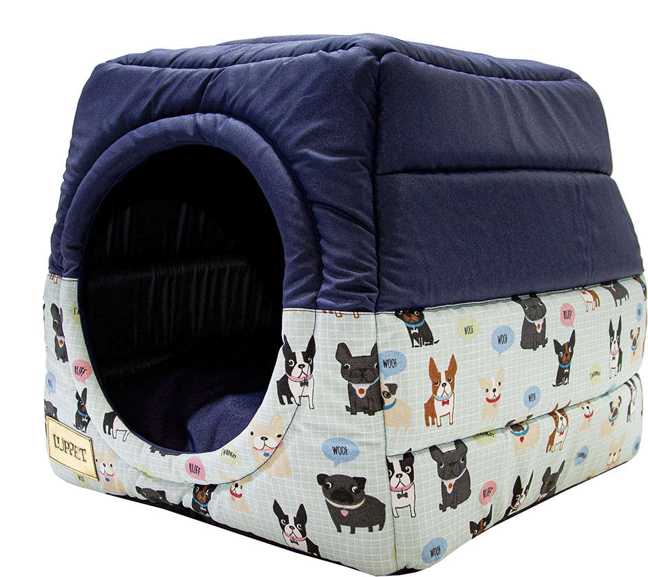 Cama Luppet Iglu Marinho Acquablock com Estampa Cachorrinho - Tam. G