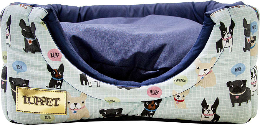 Cama Luppet Iglu Marinho Acquablock com Estampa Cachorrinho - Tam. G