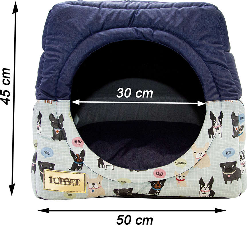 Cama Luppet Iglu Marinho Acquablock com Estampa Cachorrinho - Tam. G