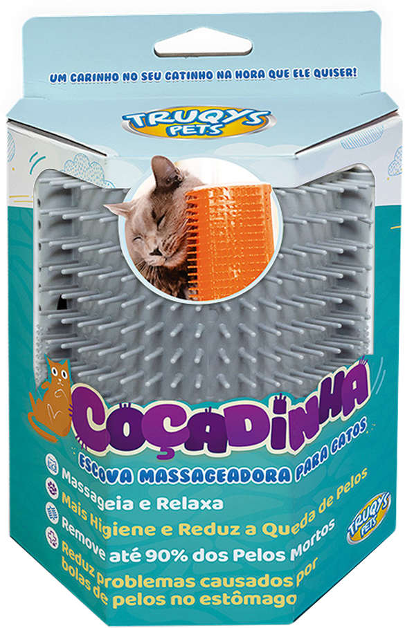 Escova Massageadora Truqys Pet Coçadinha - Cinza