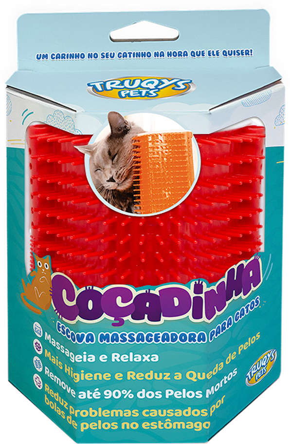 Escova Massageadora Truqys Pet Coçadinha - Vermelha