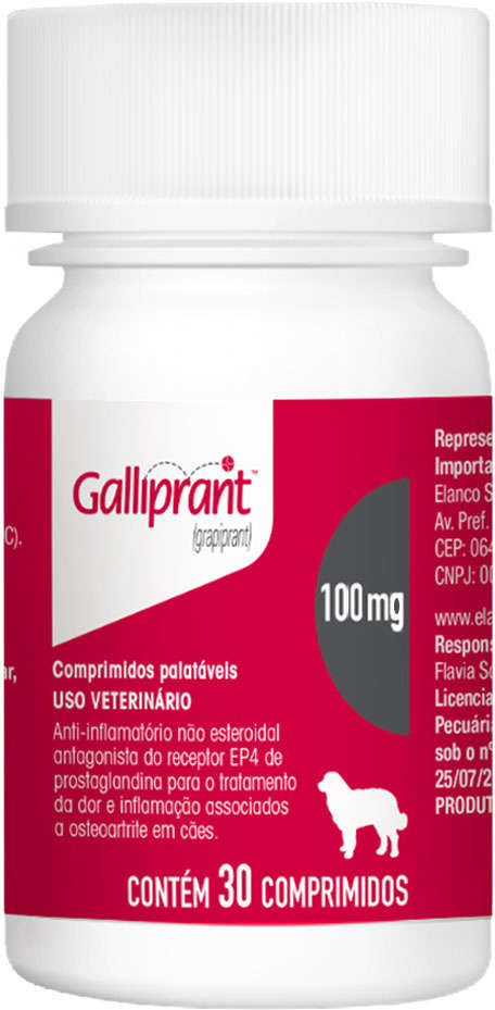 Anti-Inflamatório Elanco Galliprant 100 mg para Cães - 30 Comprimidos