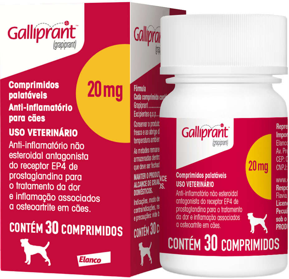 Anti-Inflamatório Elanco Galliprant 20 mg para Cães - 30 Comprimidos