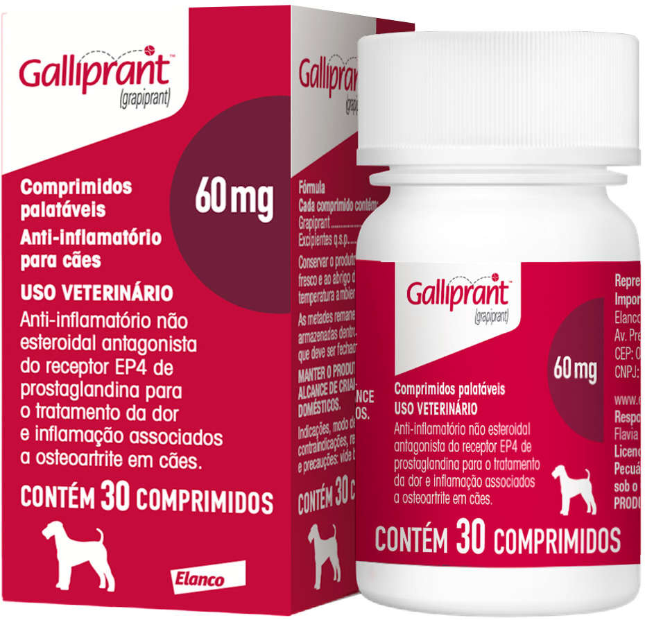 Anti-Inflamatório Elanco Galliprant 60 mg para Cães - 30 Comprimidos
