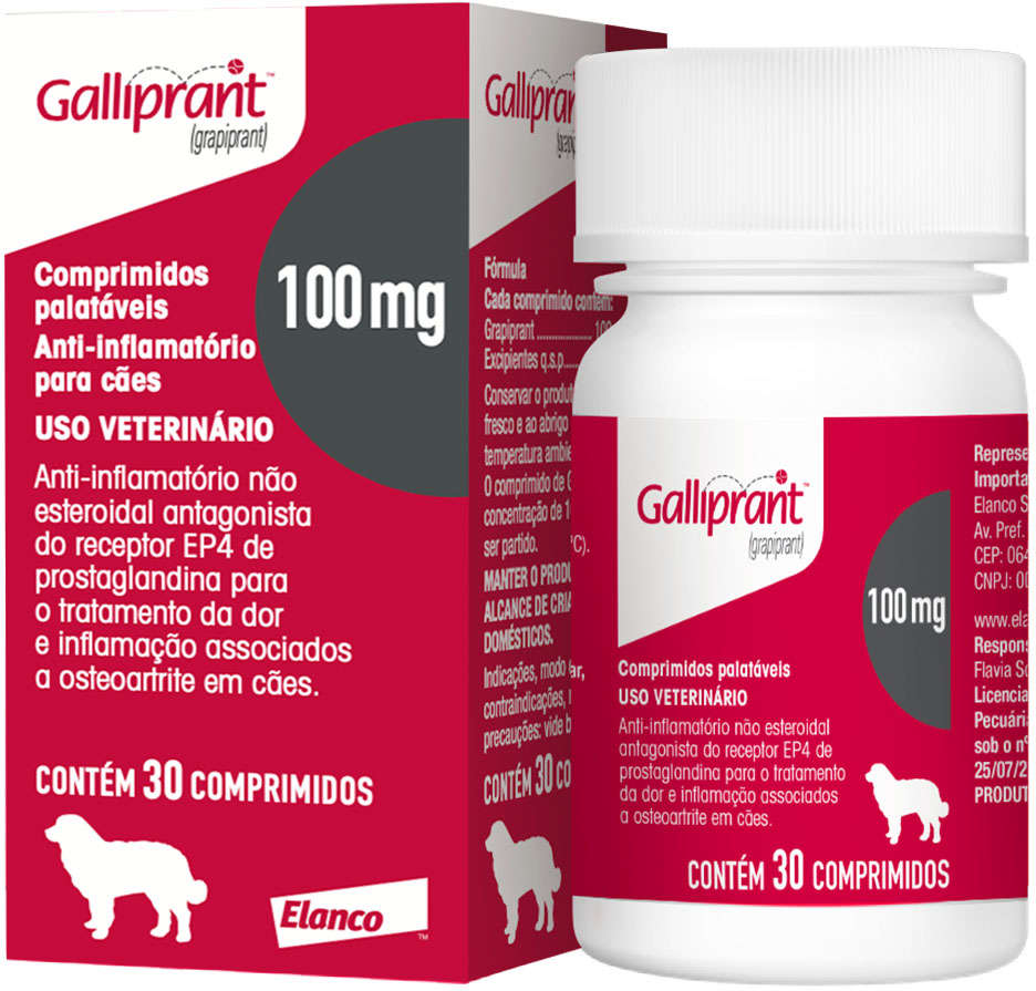 Anti-Inflamatório Elanco Galliprant 100 mg para Cães - 30 Comprimidos
