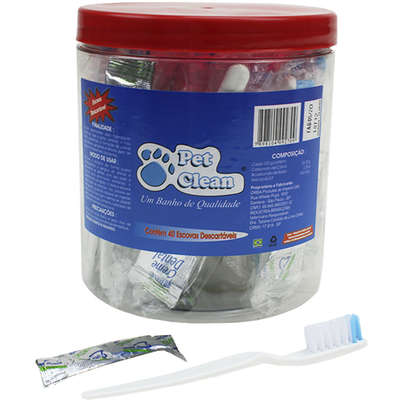 Pote de Escova e Creme Dental Pet Clean para Cães e Gatos