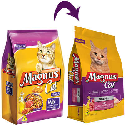 Ração Magnus Cat Mix Partículas Recheadas para Gatos Adultos