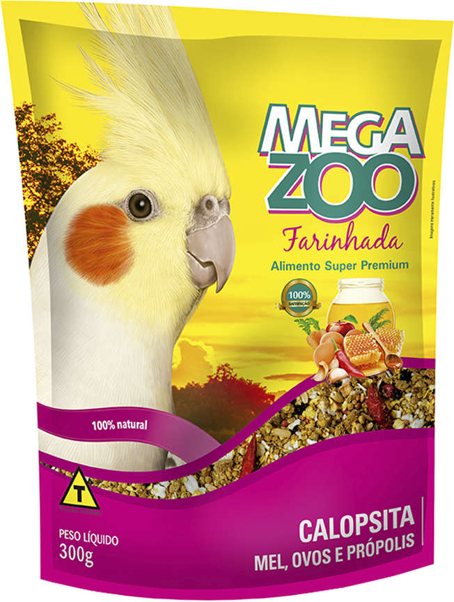 Ração Megazoo Farinhada Mel, Ovos e Própolis para Calopsita - 300 g