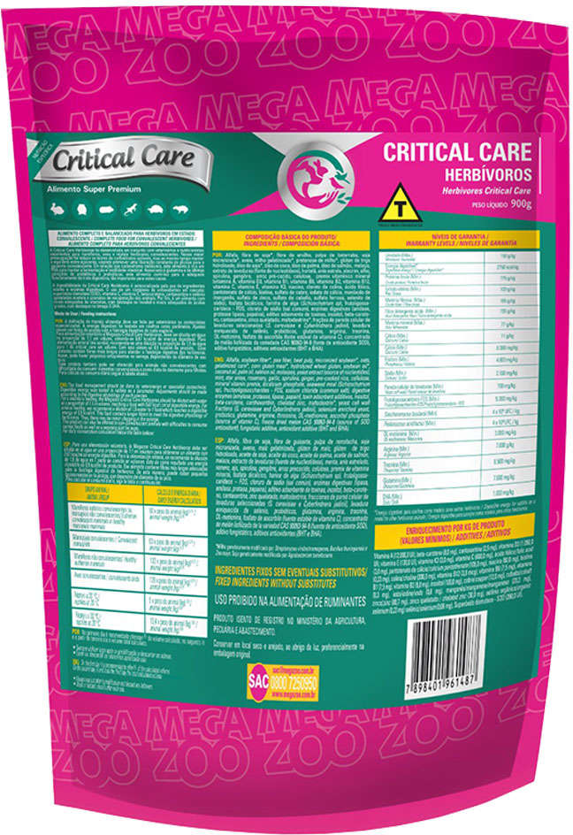 Ração Megazoo Critical Care Herbívoros - 200 g