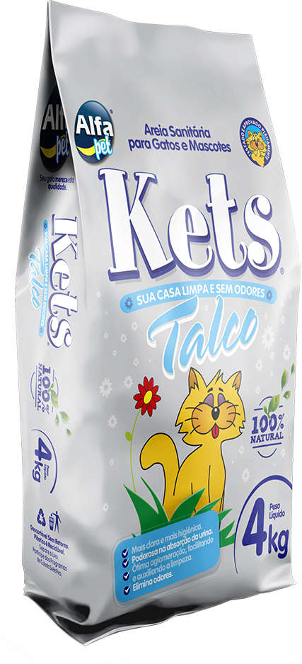 Areia Sanitária Alfapet Kets Talco para Gatos - 4Kg