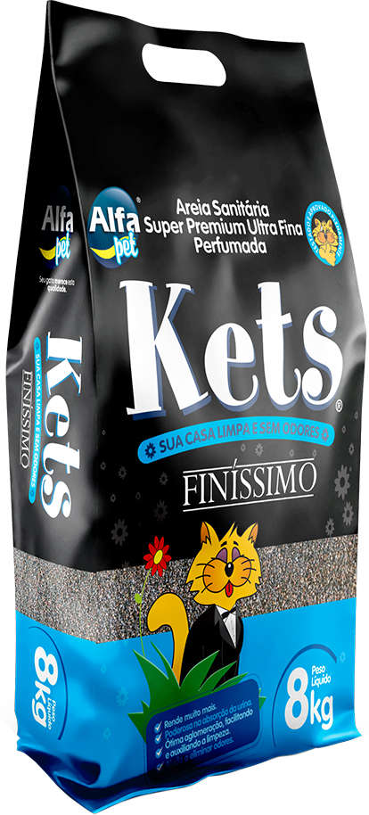 Areia Sanitária Alfapet Kets Super Premium Finíssimo para Gatos - 8Kg