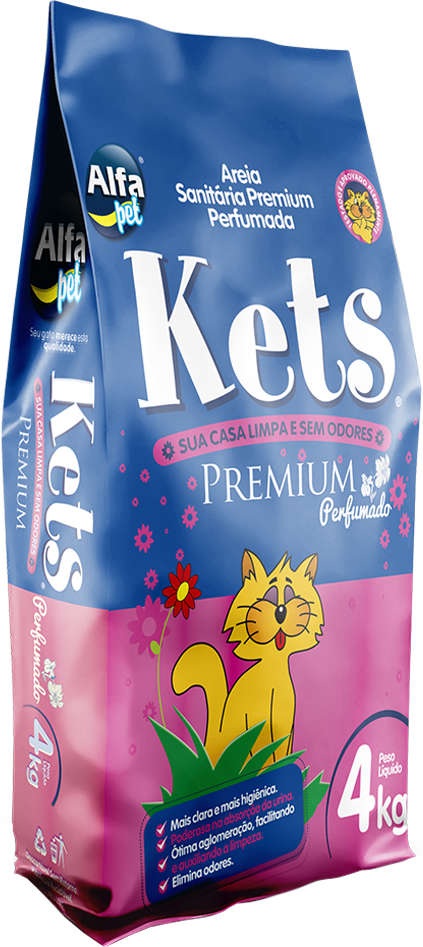 Areia Sanitária Alfapet Kets Premium Perfumada para Gatos - 4Kg