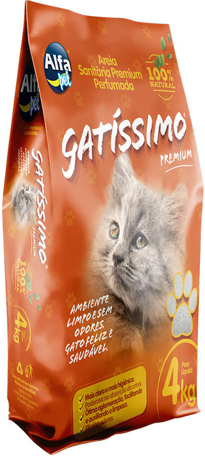 Areia Sanitária Alfapet Gatíssimo Premium Perfumada para Gatos - 4Kg