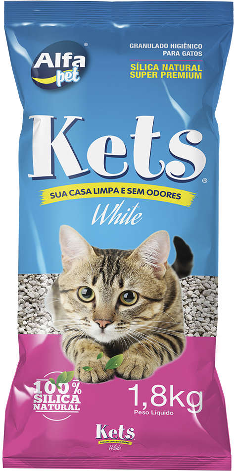 Granulado Higiênico Alfapet Kets Super Premium White para Gatos - 1,8Kg