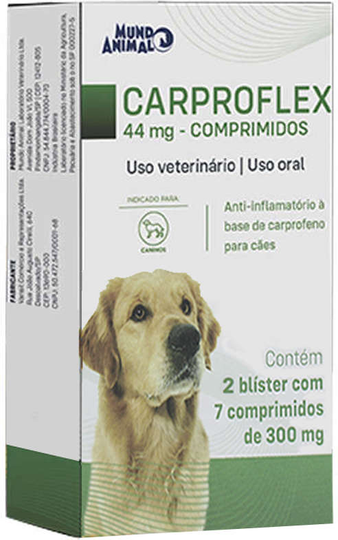 Anti-Inflamatório Mundo Animal Carproflex 44 mg para Cães - 14 Comprimidos