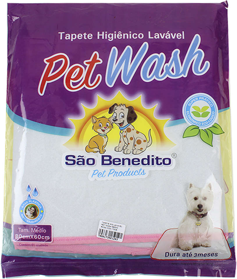 Tapete Higiênico Pet Wash São Benedito Pet Lavável Rosa - Tam. M
