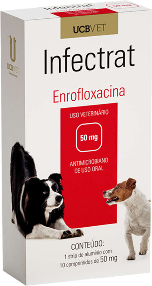 Antibiótico UCBVET Enrofloxacina Infectrat para Cães - 50 mg