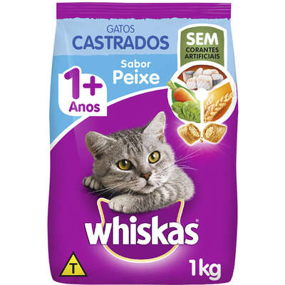Ração Seca Whiskas Peixe para Gatos Adultos Castrados