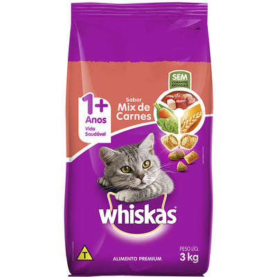 Ração Seca Whiskas Mix de Carnes para Gatos Adultos