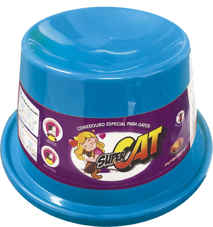Comedouro Plástico Super Cat Azul - 200 mL