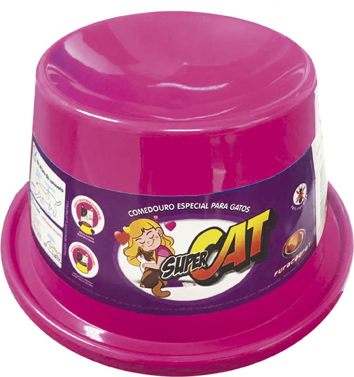 Comedouro Plástico Super Cat Rosa - 200 mL