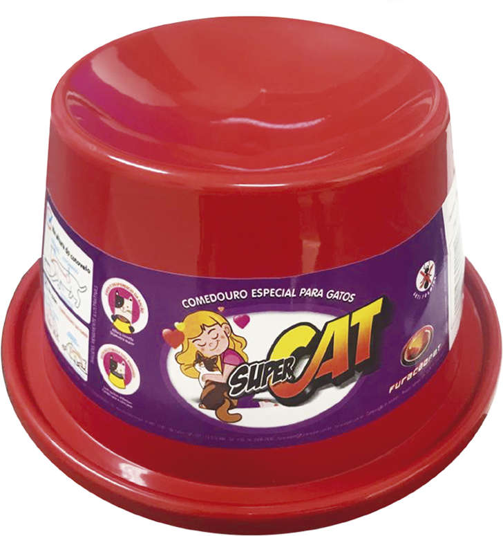 Comedouro Plástico Super Cat Vermelho - 200 mL