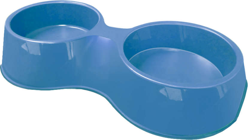 Comedouro Plástico Pop Duplo Azul - 1100 mL