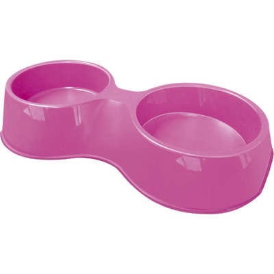 Comedouro Plástico Pop Duplo Rosa