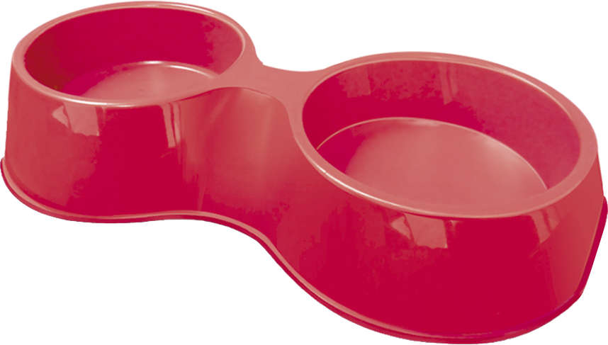 Comedouro Plástico Pop Duplo Vermelho - 1100 mL