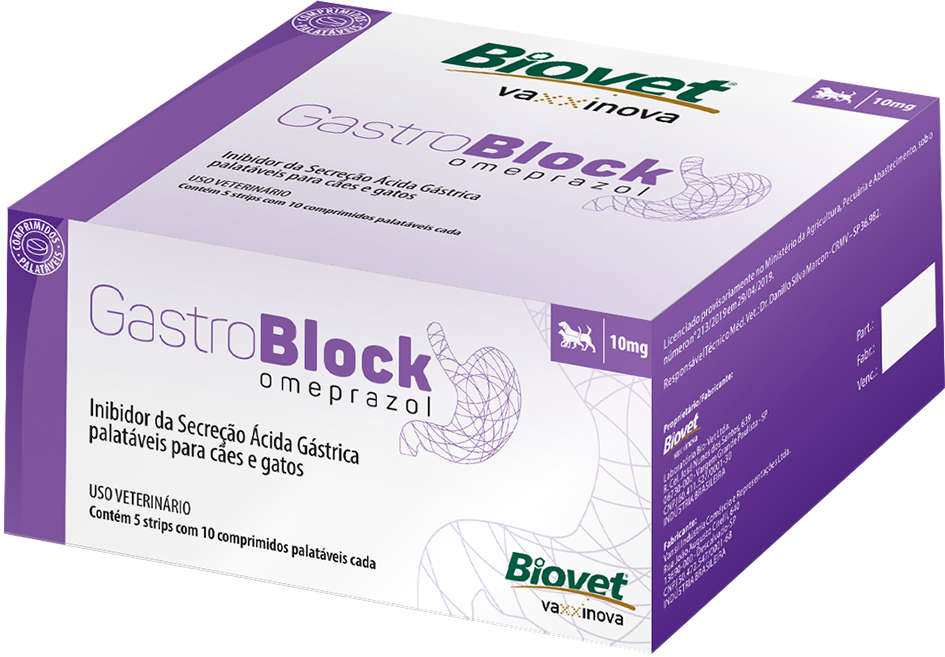 Antiácido Biovet GastroBlock Omeprazol 10 mg Hospitalar - 10 mg