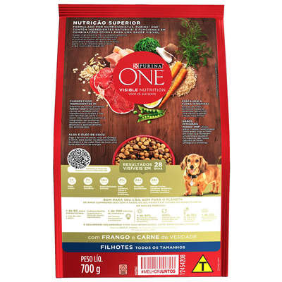 Ração Seca Nestlé Purina One Frango e Carne para Cães Filhotes