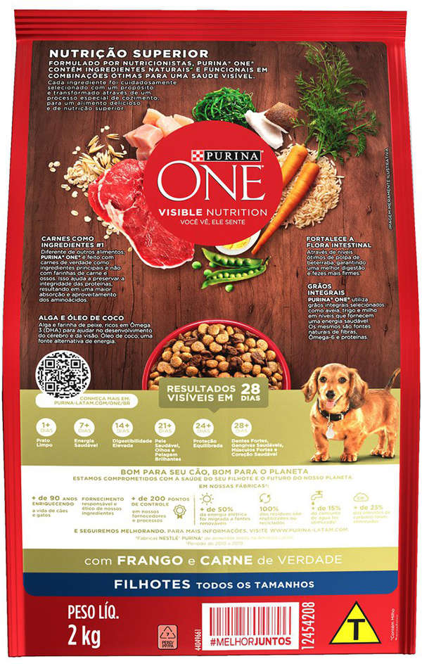Ração Seca Nestlé Purina One Frango e Carne para Cães Filhotes - 2Kg
