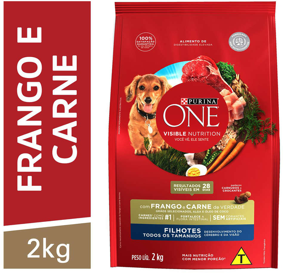 Ração Seca Nestlé Purina One Frango e Carne para Cães Filhotes - 2Kg