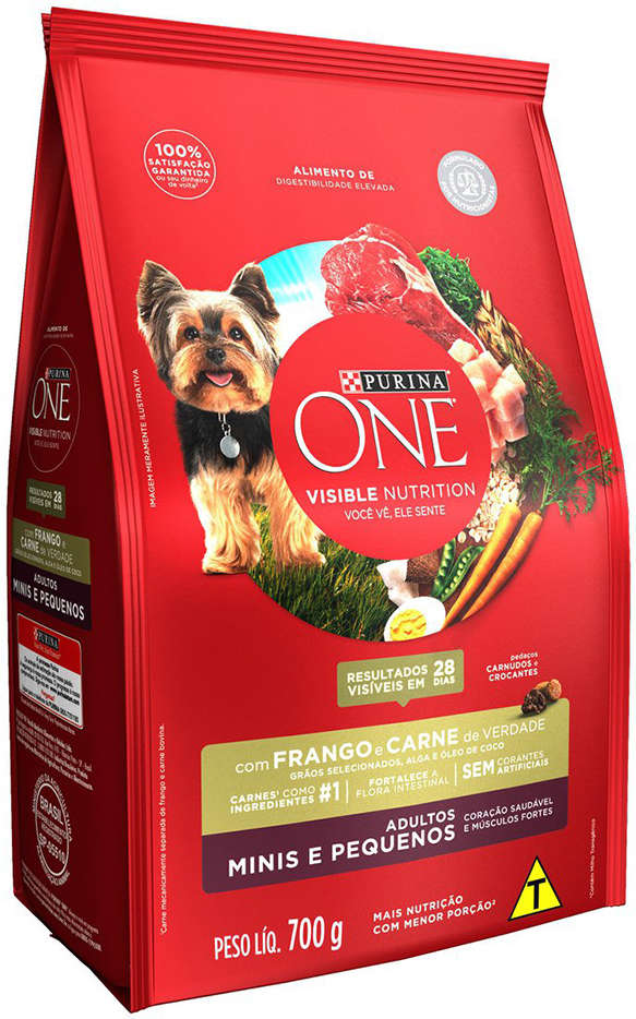 Ração Seca Nestlé Purina One Frango e Carne para Cães Adultos Raças Minis e Pequenas - 700 g