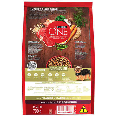 Ração Seca Nestlé Purina One Frango e Carne para Cães Adultos Raças Minis e Pequenas