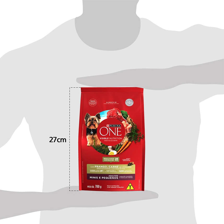 Ração Seca Nestlé Purina One Frango e Carne para Cães Adultos Raças Minis e Pequenas - 700 g