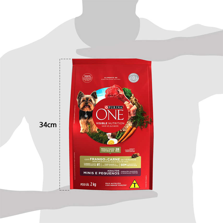 Ração Seca Nestlé Purina One Frango e Carne para Cães Adultos Raças Minis e Pequenas - 2Kg