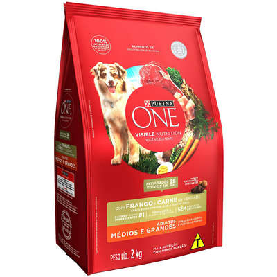 Ração Seca Nestlé Purina One Frango e Carne para Cães Adultos Raças Médias e Grandes