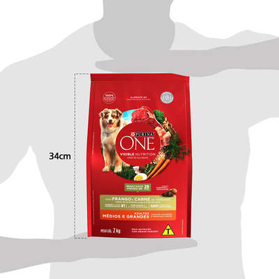 Ração Seca Nestlé Purina One Frango e Carne para Cães Adultos Raças Médias e Grandes