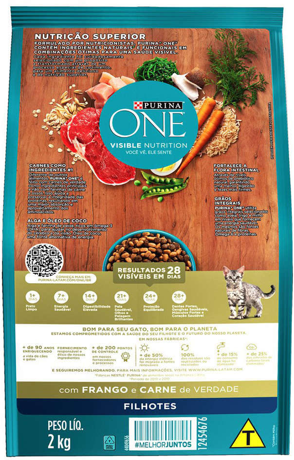 Ração Seca Nestlé Purina One Frango e Carne para Gatos Filhotes - 2Kg