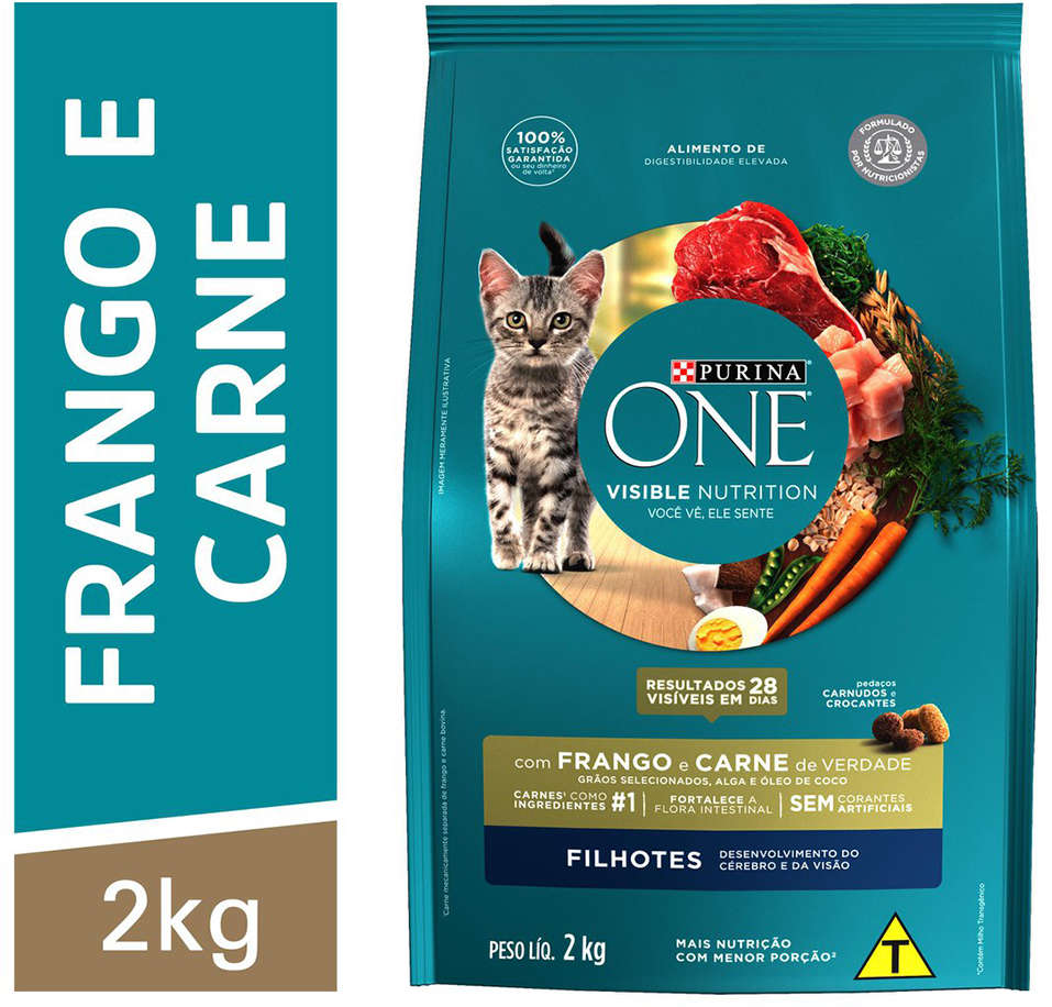 Ração Seca Nestlé Purina One Frango e Carne para Gatos Filhotes - 2Kg