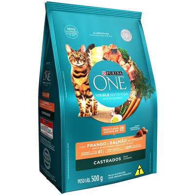 Ração Seca Nestlé Purina One Frango e Salmão para Gatos Castrados