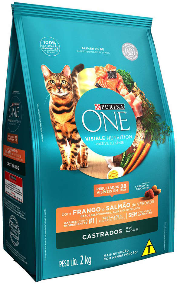 Ração Seca Nestlé Purina One Frango e Salmão para Gatos Castrados - 2Kg