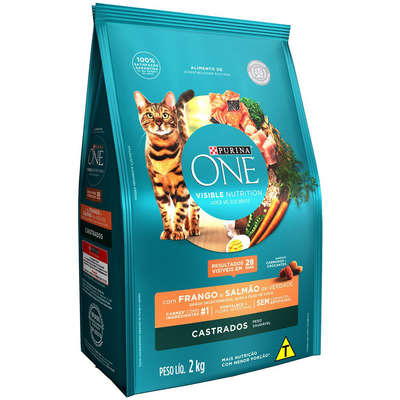 Ração Seca Nestlé Purina One Frango e Salmão para Gatos Castrados
