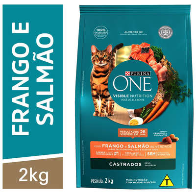 Ração Seca Nestlé Purina One Frango e Salmão para Gatos Castrados