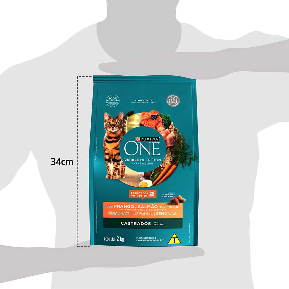 Ração Seca Nestlé Purina One Frango e Salmão para Gatos Castrados - 2Kg