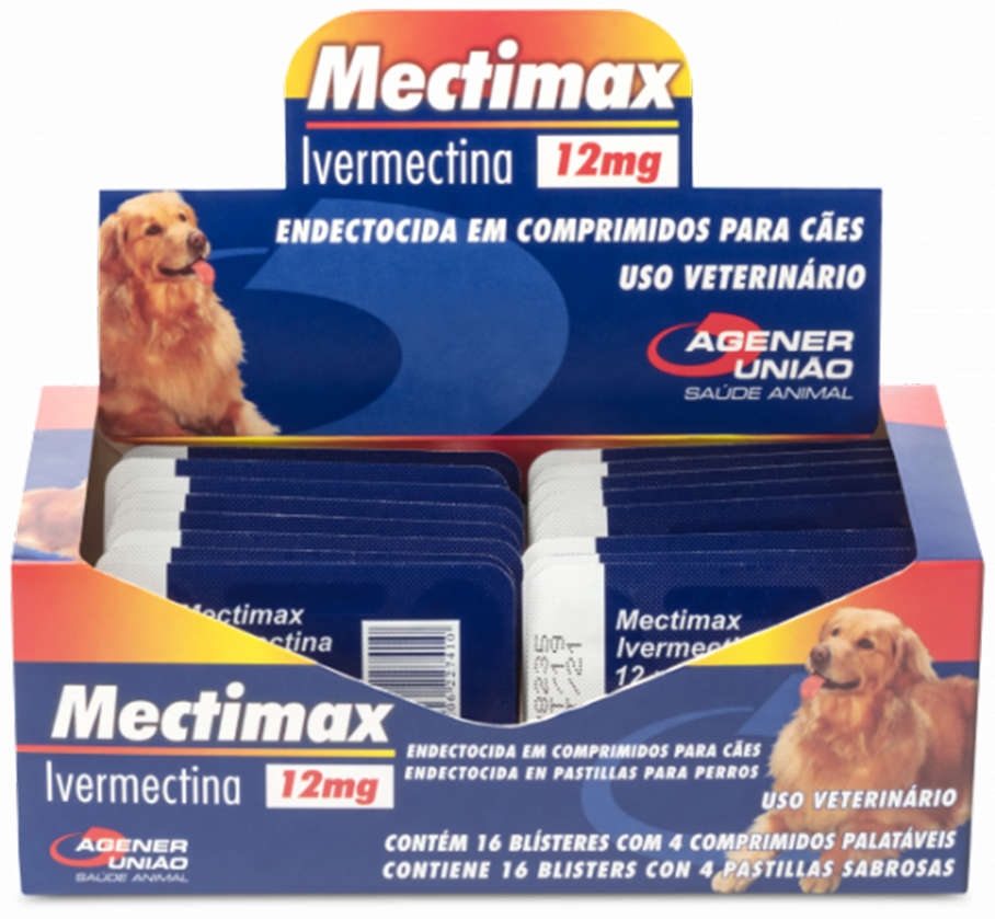 Mectimax Ivermectina 12 mg para Cães - 4 Comprimidos